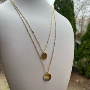 New Delicate 14k Gold Disc Layering Necklace Minimalist Layered Gold Chain